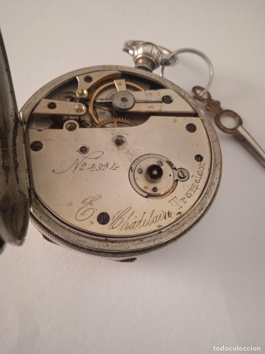 Relojes de bolsillo: RELOJ DE BOLSILLO CHATELAIN TRAMELAN DE PLATA CON CARGA DE LLAVE - Foto 15