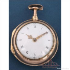 Relojes de bolsillo: ANTIGUO RELOJ DE BOLSILLO CATALINO. 2 CAJAS METAL DORADO. JOHN EIVEU, LONDRES, 1789