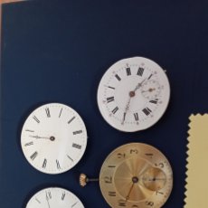 Relojes de bolsillo: LOTE X 5 MOVIMIENTOS + ESFERAS, RELOJ DE BOLSILLO ANTIGUO, 41-42 CM APROX.