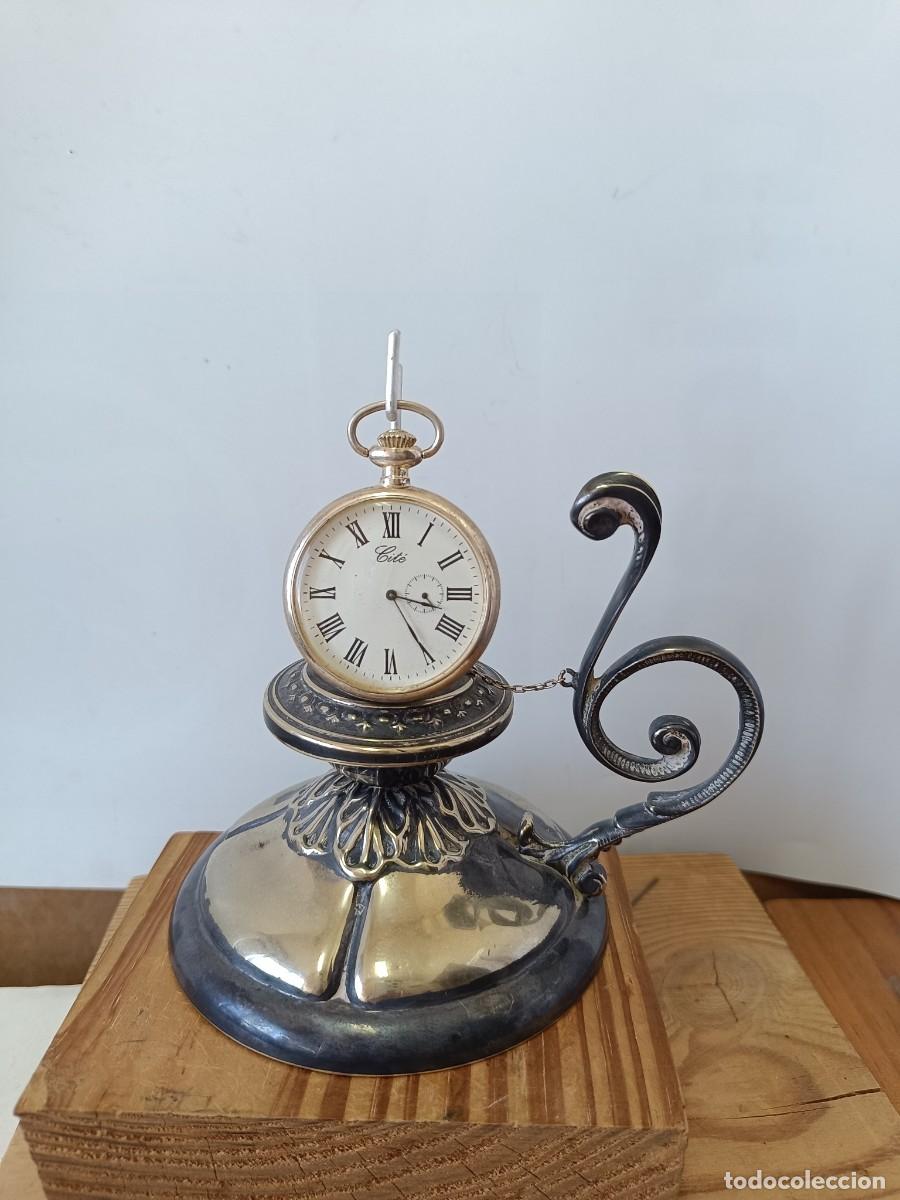 Relojes de bolsillo: &iexcl;&iexcl; LAMPARA MAGICA: Soport. de Reloj de BOLSILLO. PLATA ALEMANA. ORIGINAL. !! C-16.