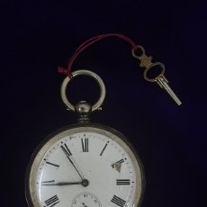 Relojes de bolsillo: ANTIGUO RELOJ DE BOLSILLO EN PLATA 935 CON CONTRASTE - BREVET 13802 - TIENE LLAVE