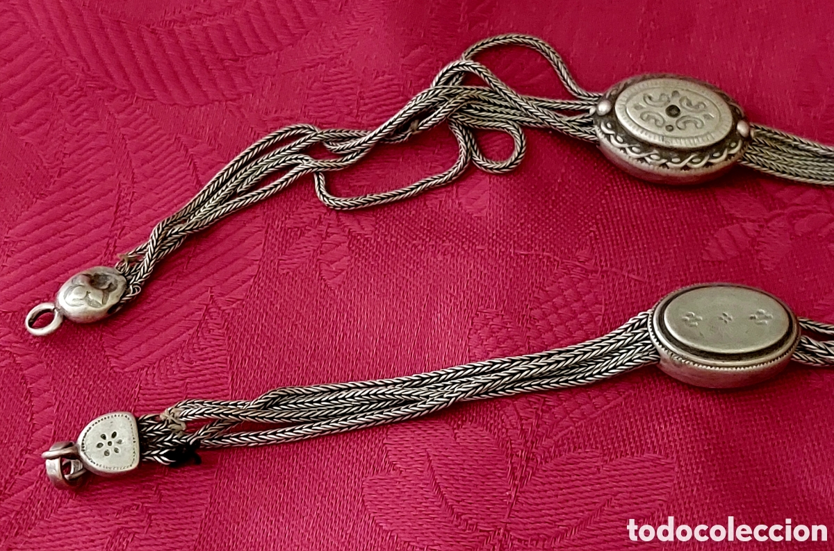 Relojes de bolsillo: DOS ANTIGUAS LEONTINAS DE PLATA - Foto 3