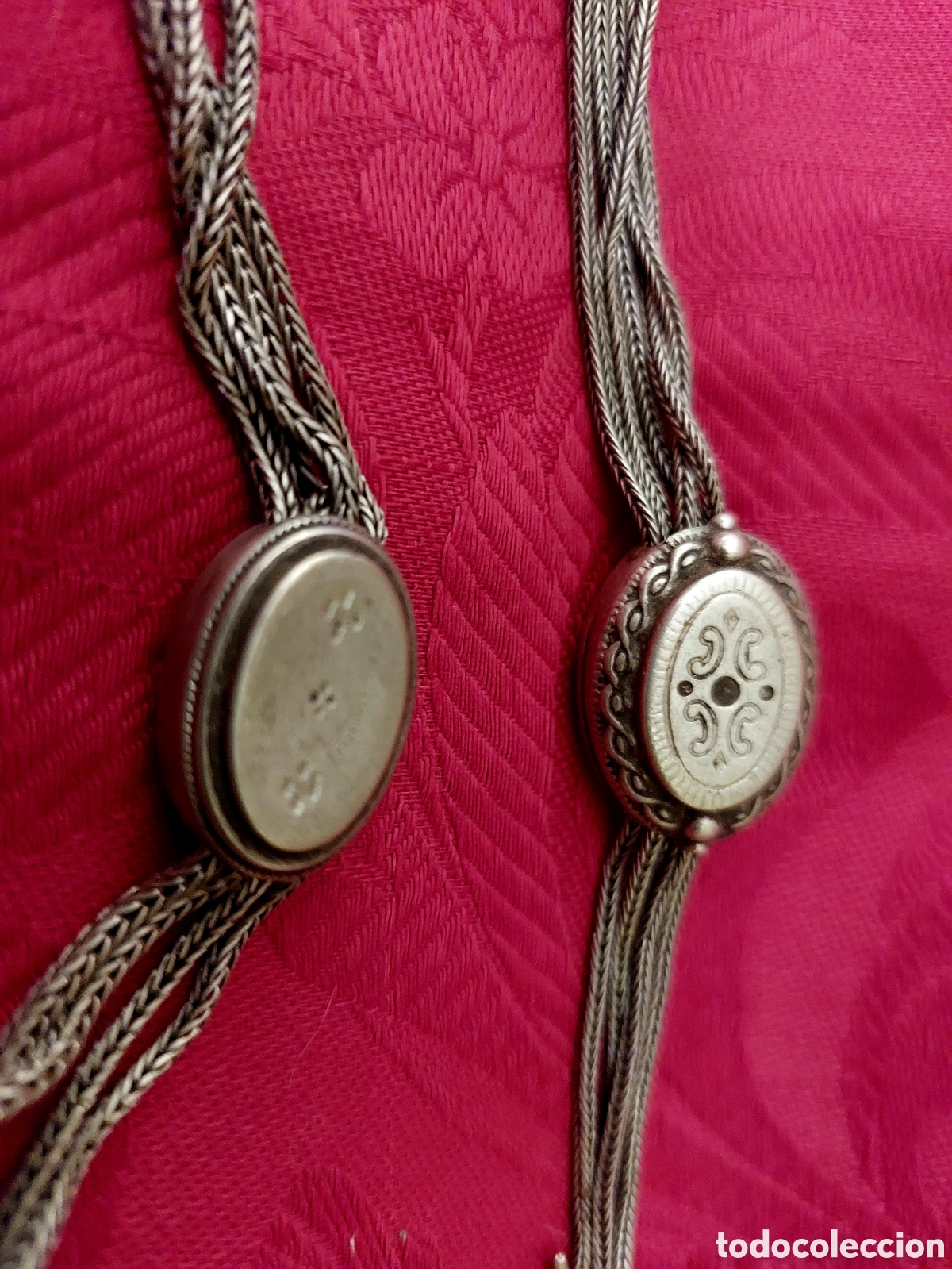 Relojes de bolsillo: DOS ANTIGUAS LEONTINAS DE PLATA - Foto 5