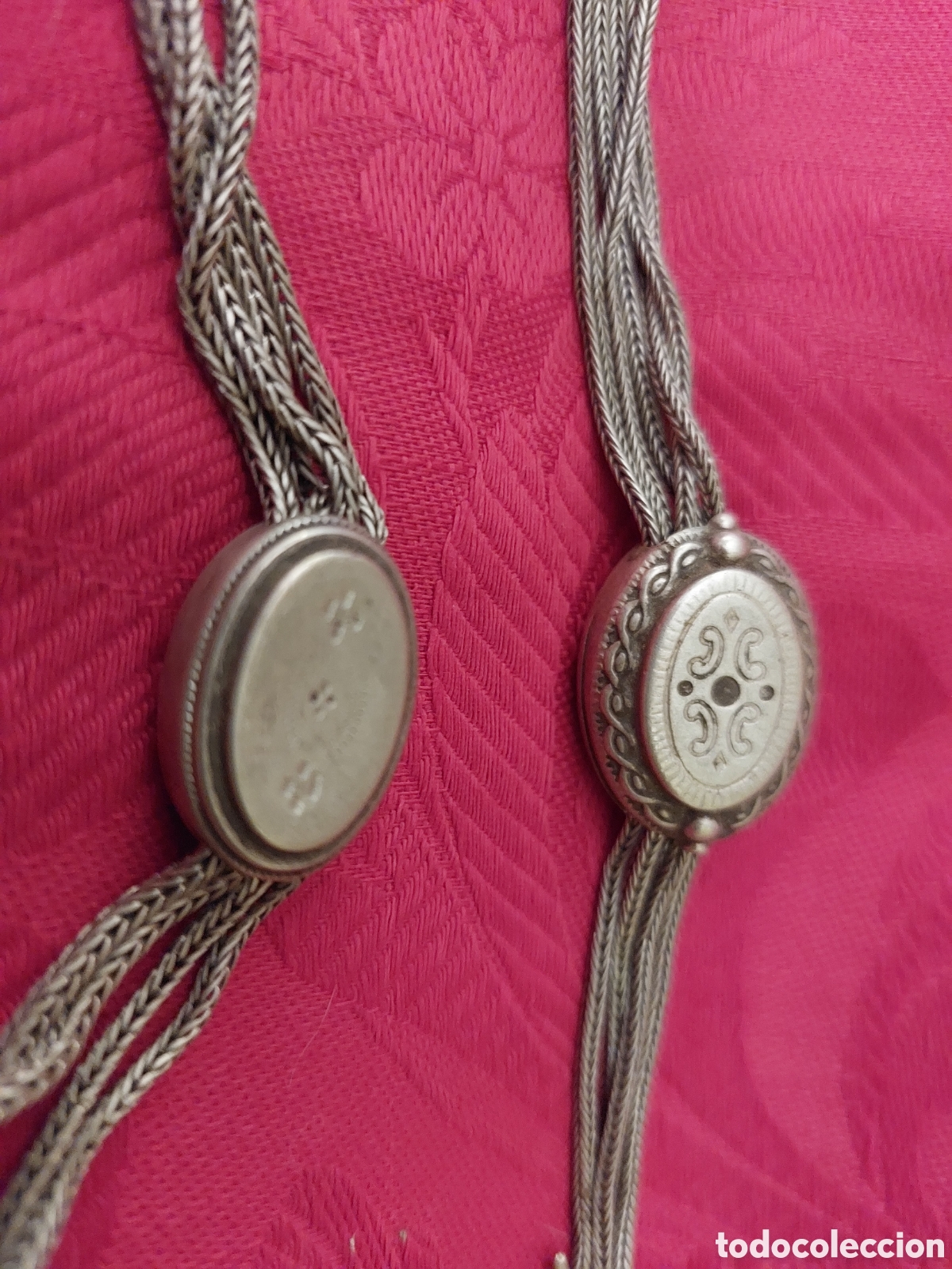 Relojes de bolsillo: DOS ANTIGUAS LEONTINAS DE PLATA - Foto 7