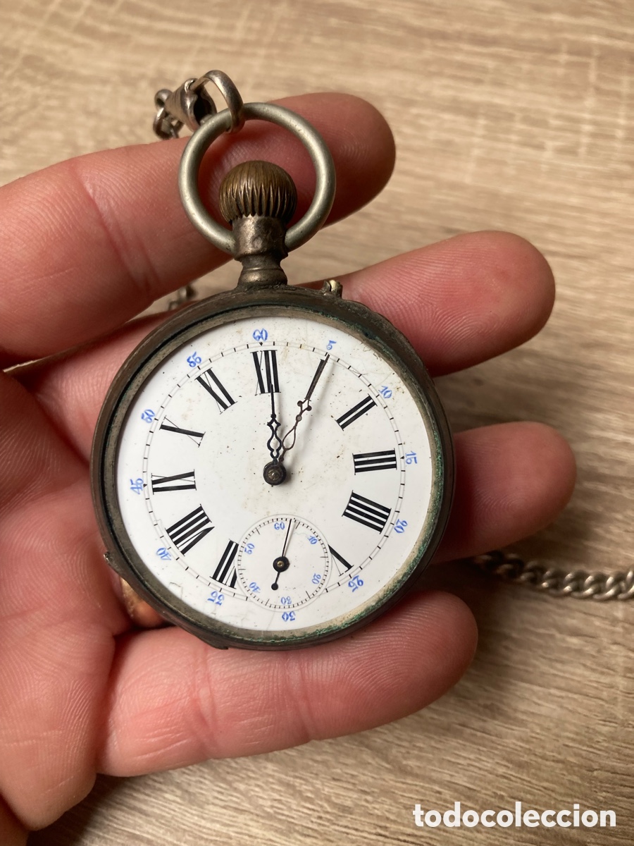 Relojes de bolsillo: Reloj bolsillo de plata de cuerda - Foto 2