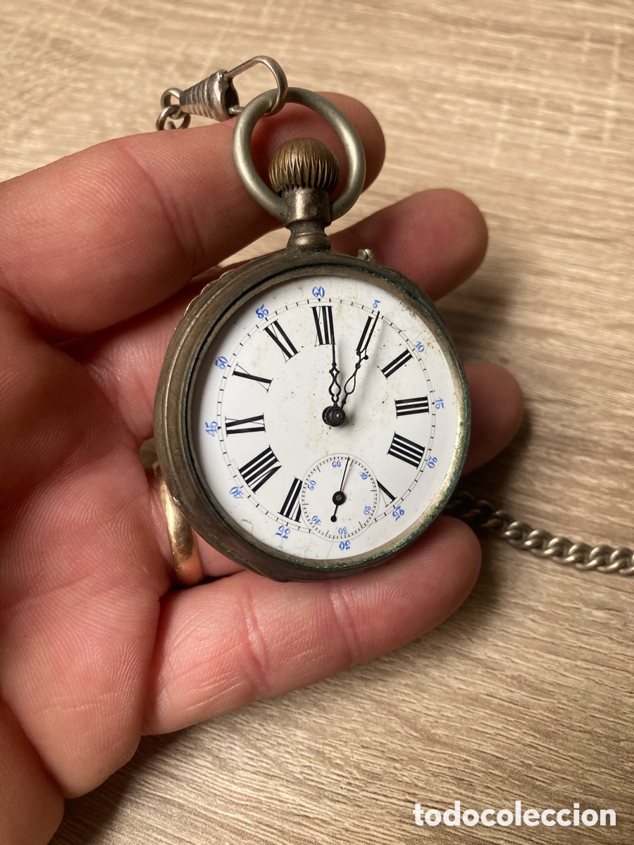 Relojes de bolsillo: Reloj bolsillo de plata de cuerda - Foto 3