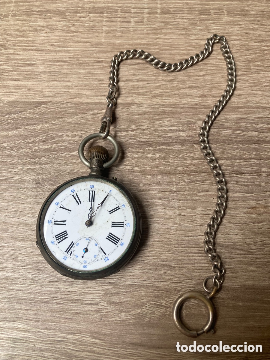 Relojes de bolsillo: Reloj bolsillo de plata de cuerda - Foto 1
