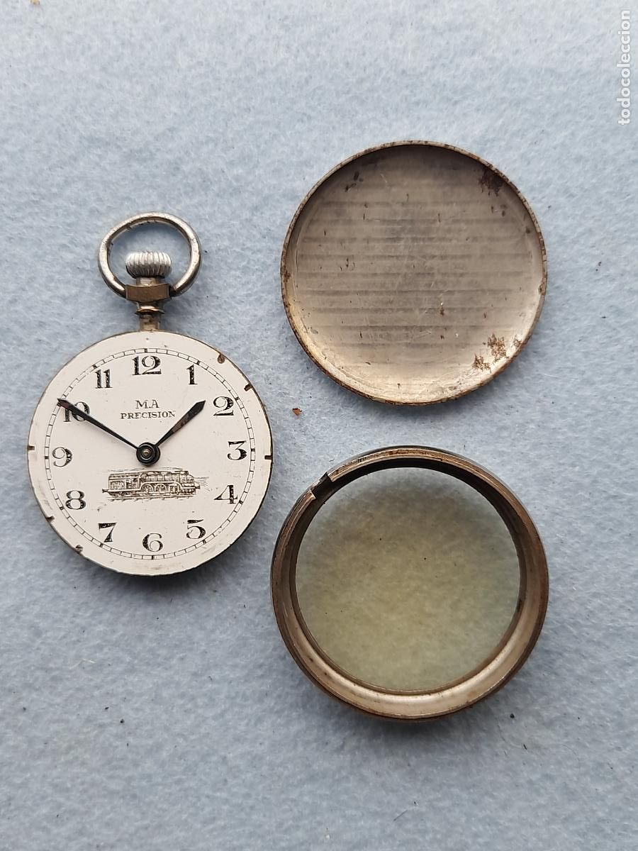 Relojes de bolsillo: Reloj de bolsillo Marca M.A. Precision. Ferrocarril. - Foto 5