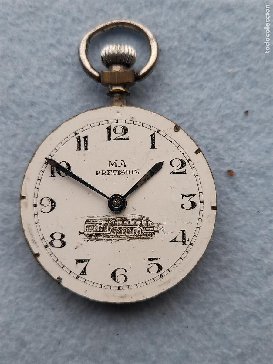 Relojes de bolsillo: Reloj de bolsillo Marca M.A. Precision. Ferrocarril. - Foto 6