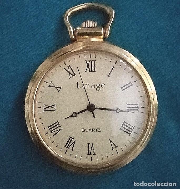 Relojes de bolsillo: Original reloj de bolsillo dorado 3,8cm di&aacute;m muy bonito (Pila incluida)