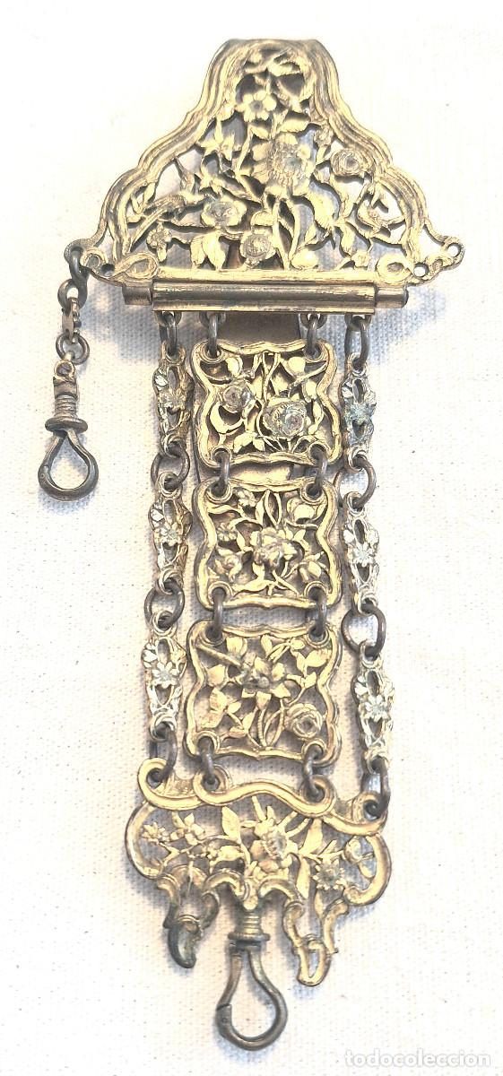 Relojes de bolsillo: Chatelaine Leontina Bronce dorado Reloj de bolsillo S XVIII. Med. 14 cm