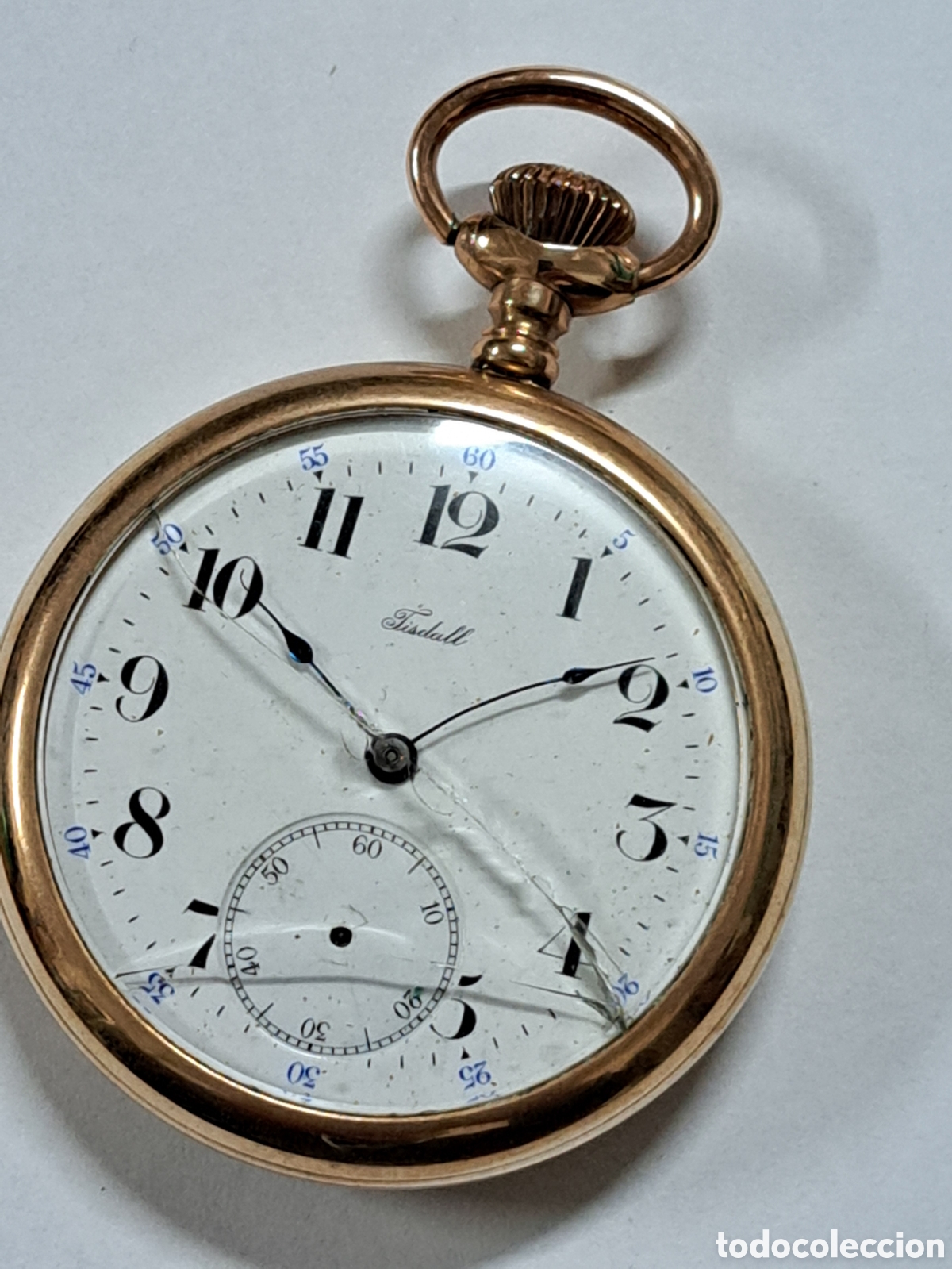 Relojes de bolsillo: Reloj de bolsillo marca Tisdall patente de 1904 chapado en oro de 20 micras
