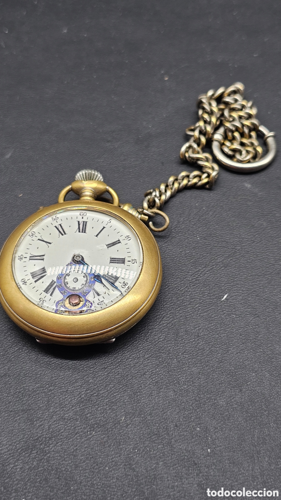 Relojes de bolsillo: Antiguo reloj de bolsillo con bolita en movimiento