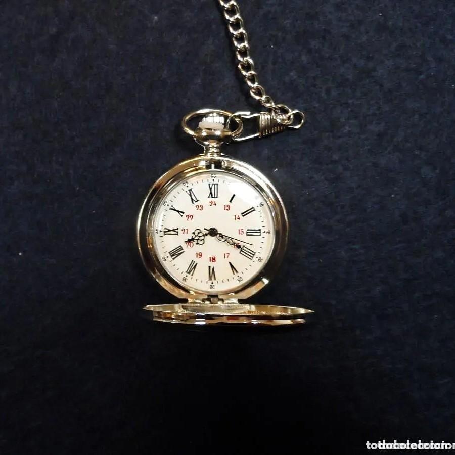 Relojes de bolsillo: RELOJ DE BOLSILLO DE QUARTZ CON LEONTINA ALPACA PLATEADA