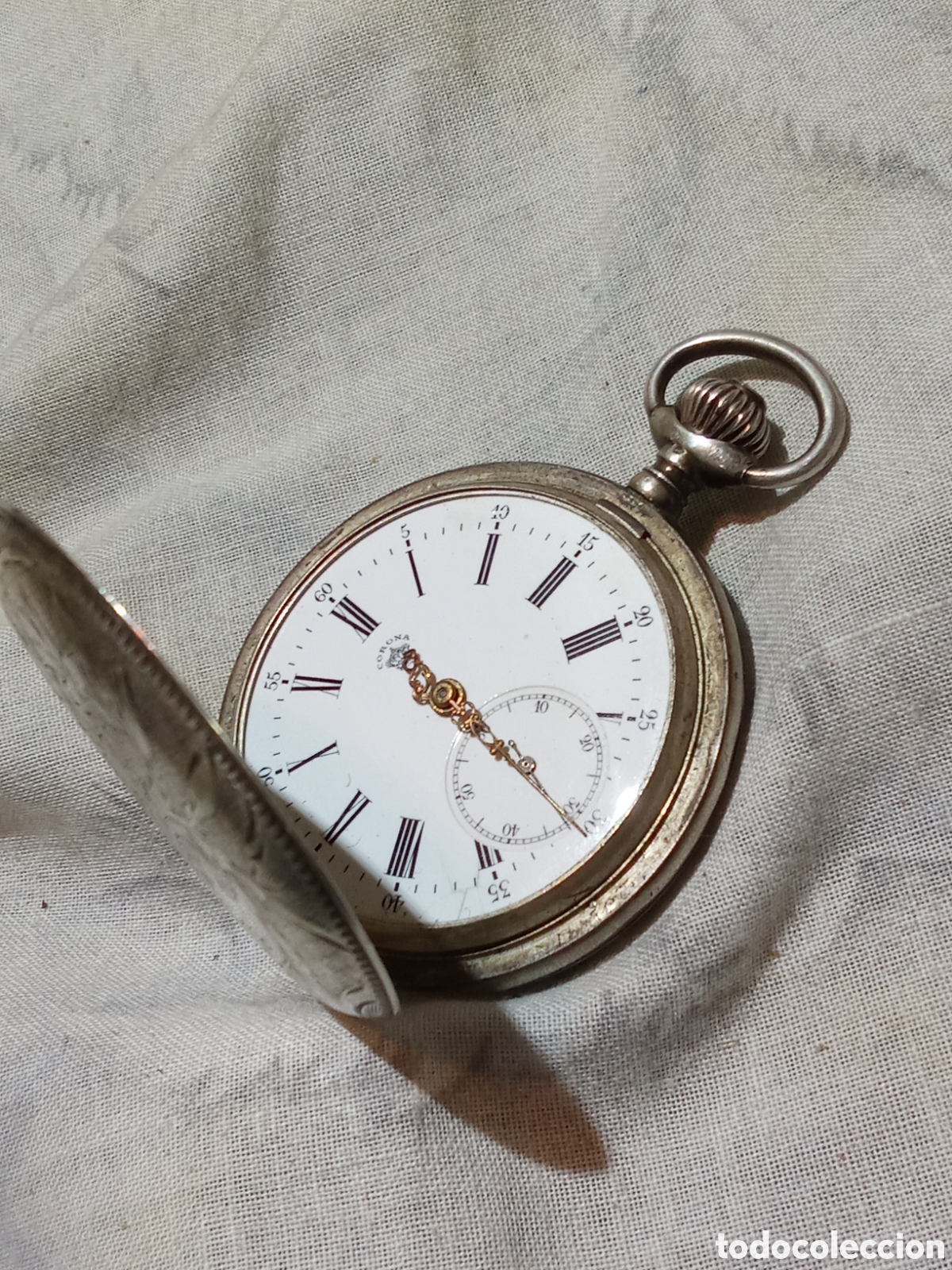 Relojes de bolsillo: PRECIOSO RELOJ DE BOLSILLO DE PLATA MARCA CORONA FUNCIONANDO