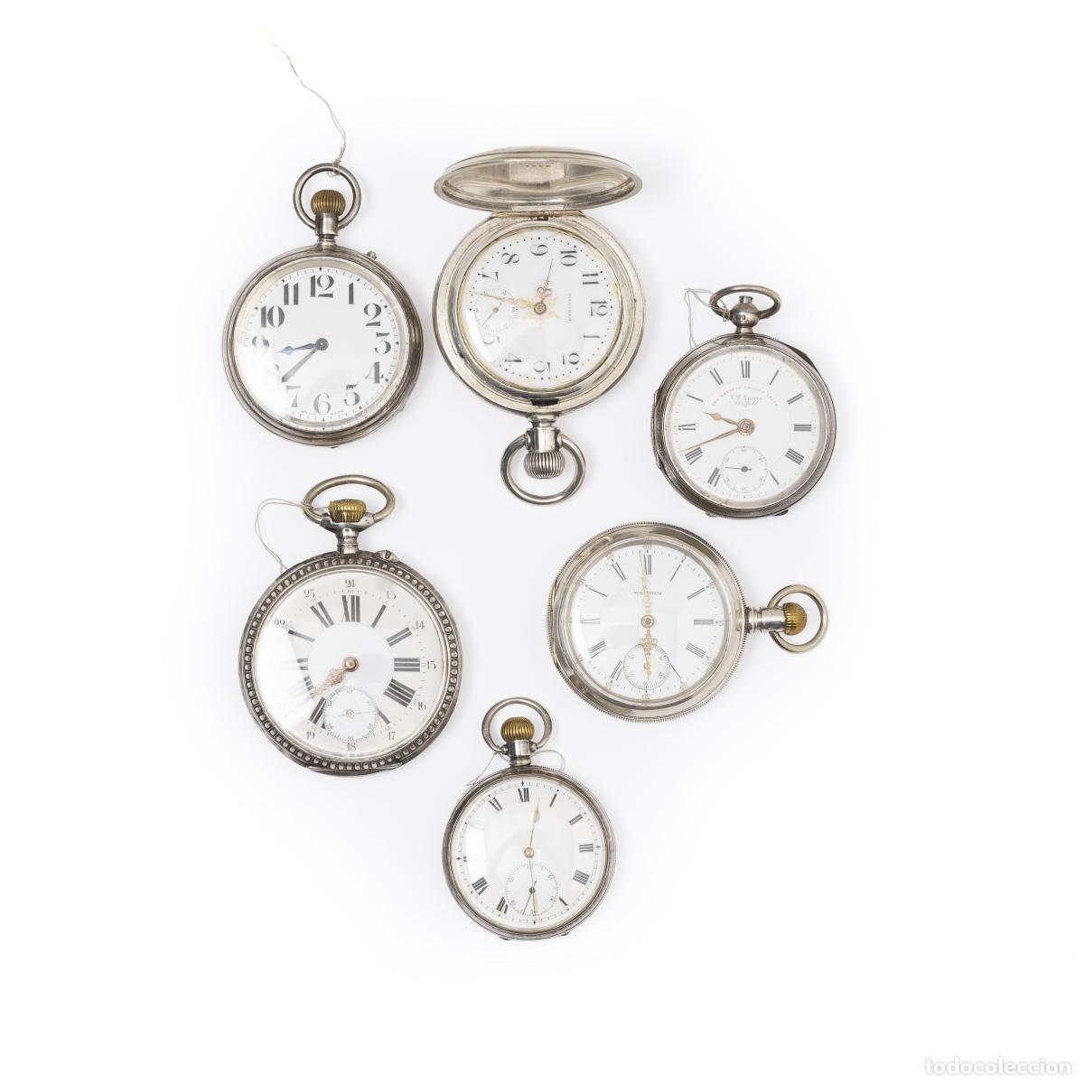 Relojes de bolsillo: SEIS RELOJES DE BOLSILLO DE PLATA