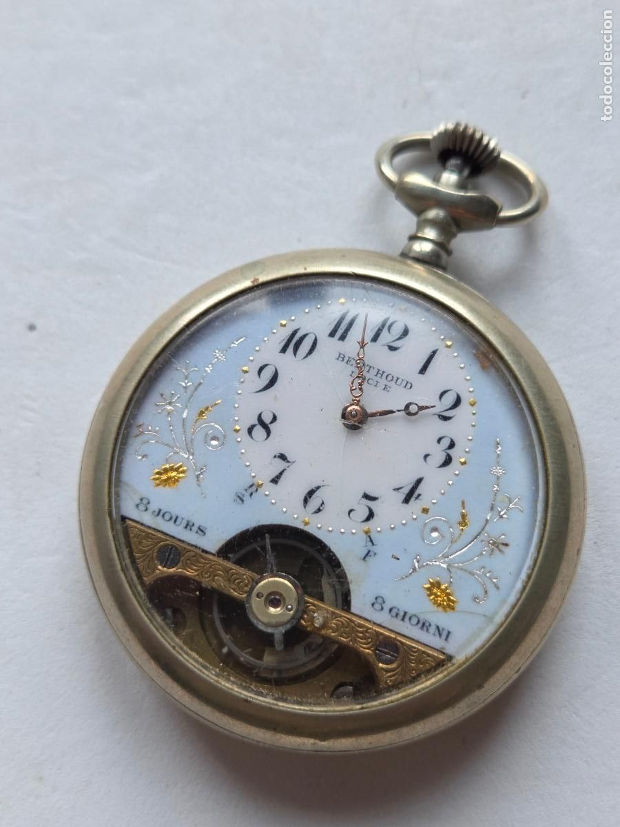 Relojes de bolsillo: 8 DIAS CUERDA - BERTHOD LE LOCLE - 51MM - PRECIOSA ESFERA Y CAJA CON CABALLO B2