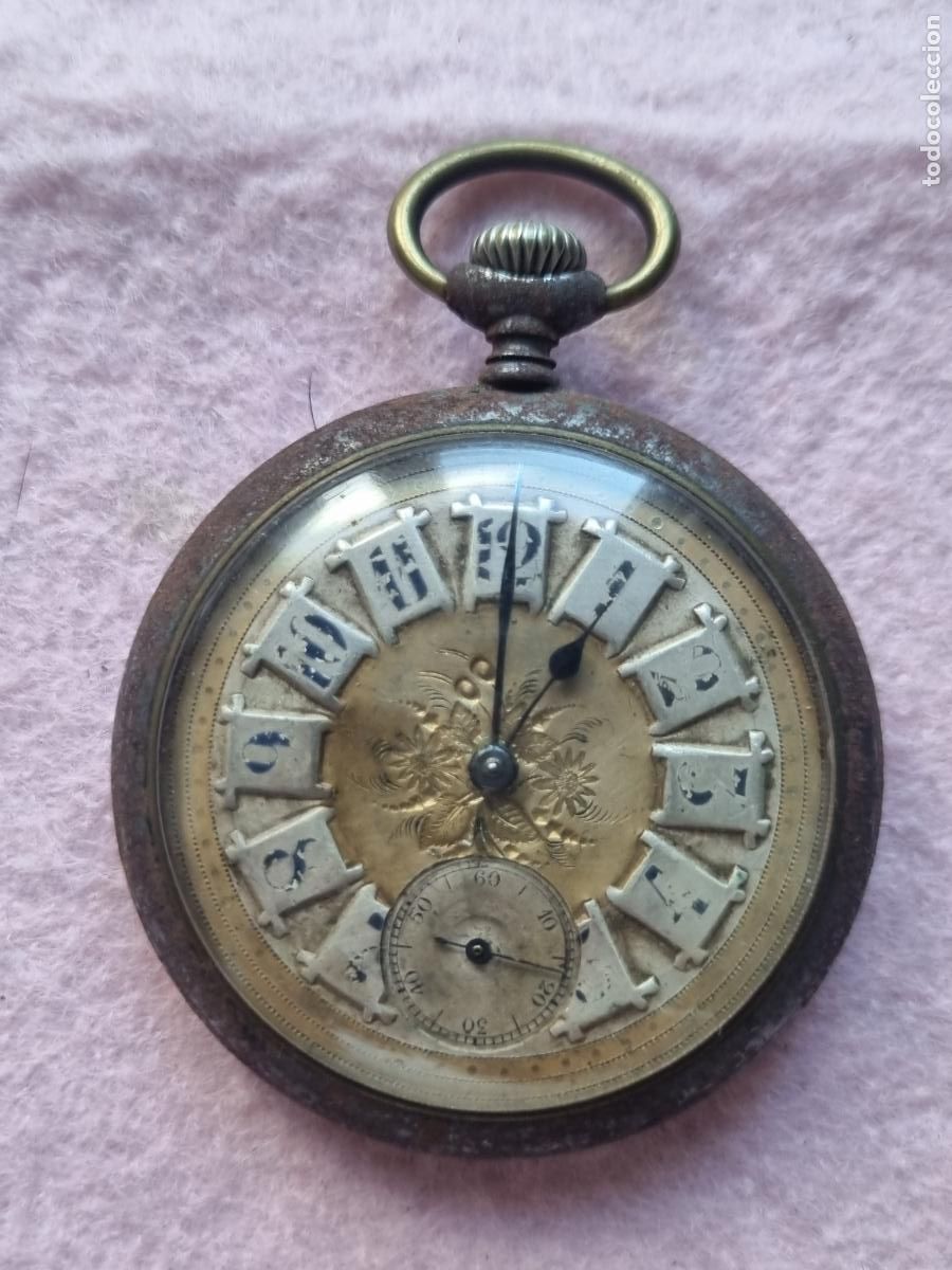 Relojes de bolsillo: RELOJ BOLSILLO HIERRO 48MM BONITA ESFERA B2