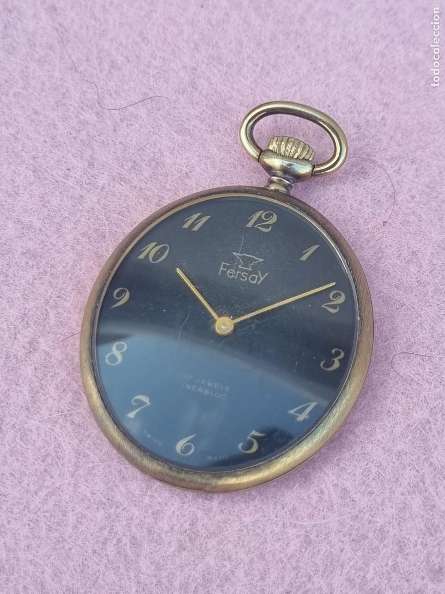 Montres de poche: FERSAY MECANICO FUNCIONANDO OVALADO ESFERA NEGRA B2