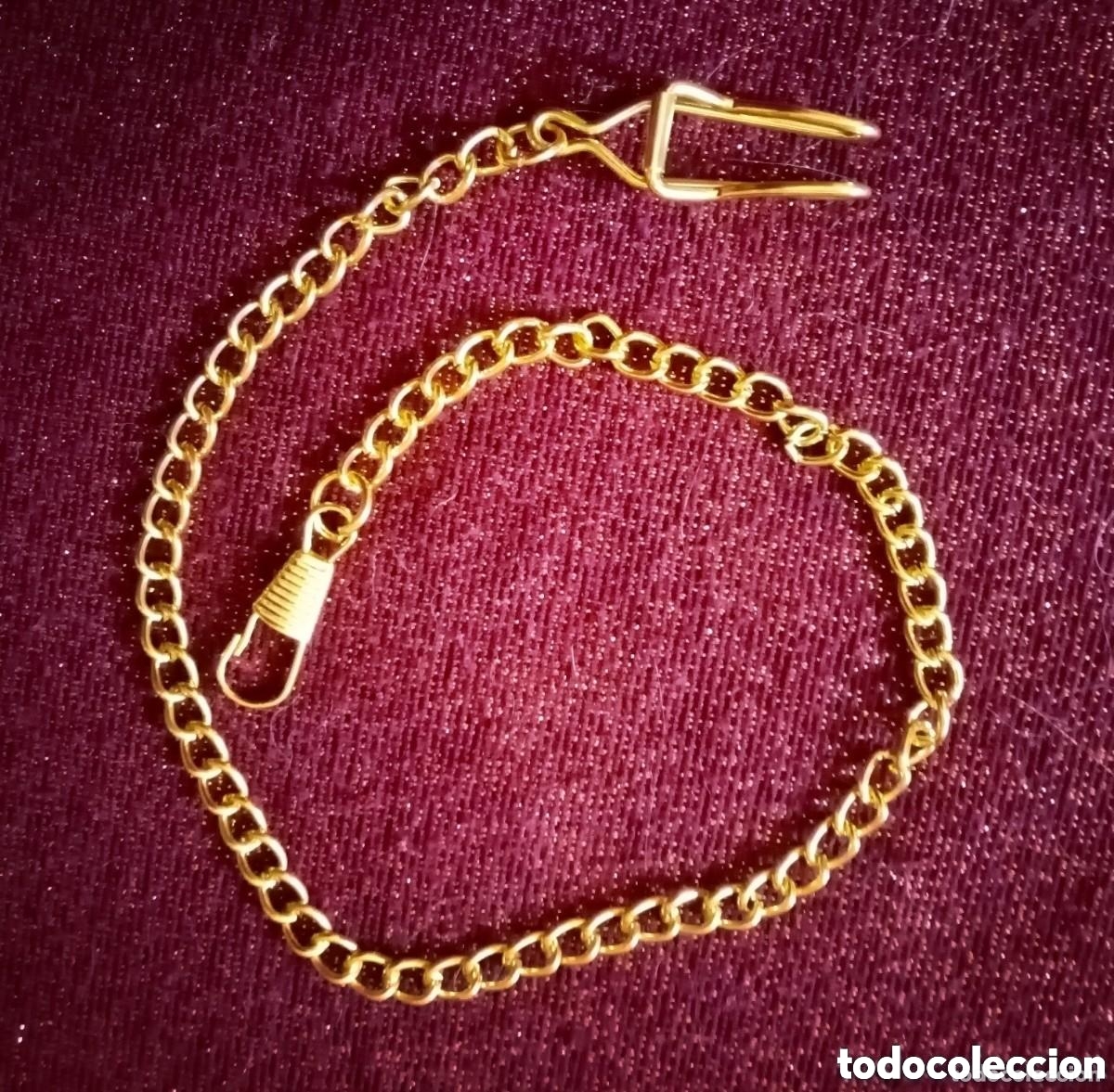 Relojes de bolsillo: Leontina, cadena de eslabones para reloj de bolsillo dorada, color oro. 37cm aprox largo Muy bonita