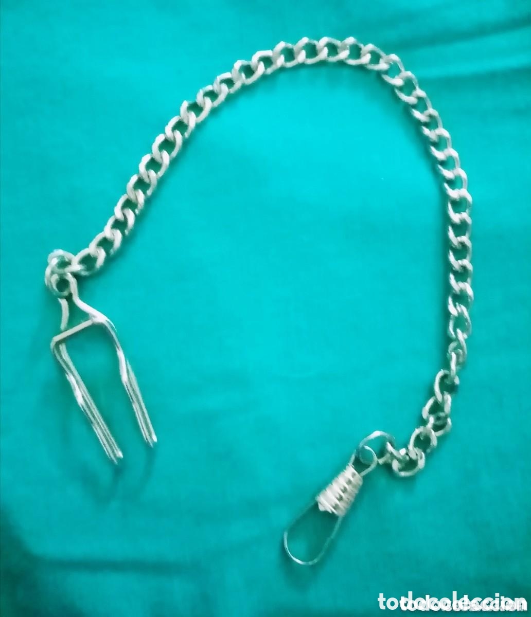 Relojes de bolsillo: Leontina, cadena de eslabones para reloj de bolsillo plateada. 37cm aprox largo Muy bonita
