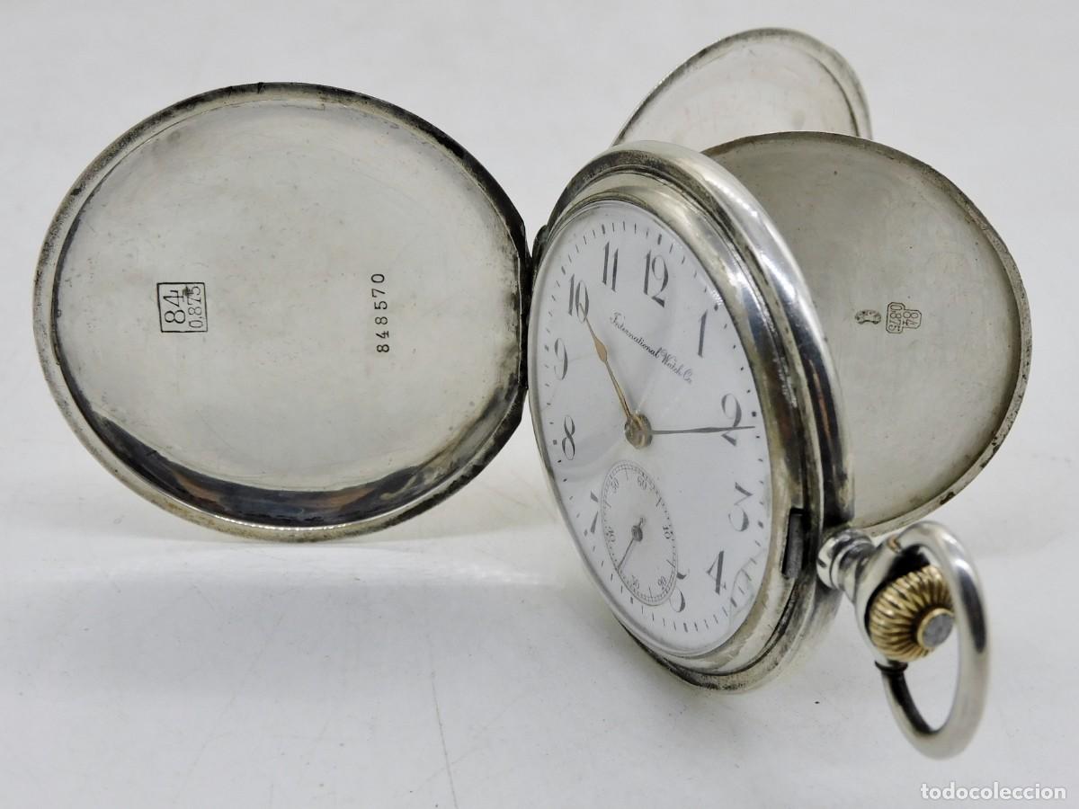 Relojes de bolsillo: ANTIGUO RELOJ SUIZO DE BOLSILLO MARCA IWC NUMERADO DE PLATA TIPO SABONETA