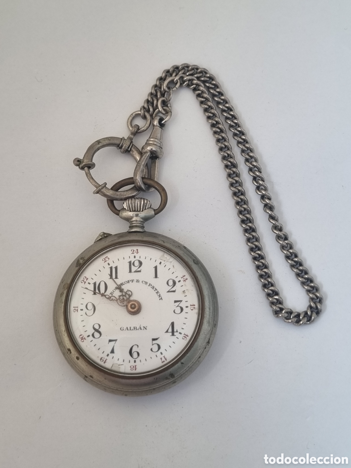 Relojes de bolsillo: Roskopf&patent Galb&aacute;n leontina reloj bolsillo