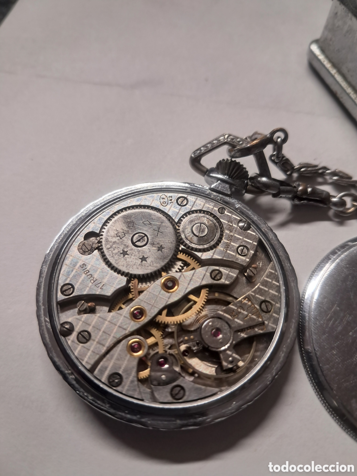 Relojes de bolsillo: Reloj bolsillo Edox,artdeco, funciona - Foto 4