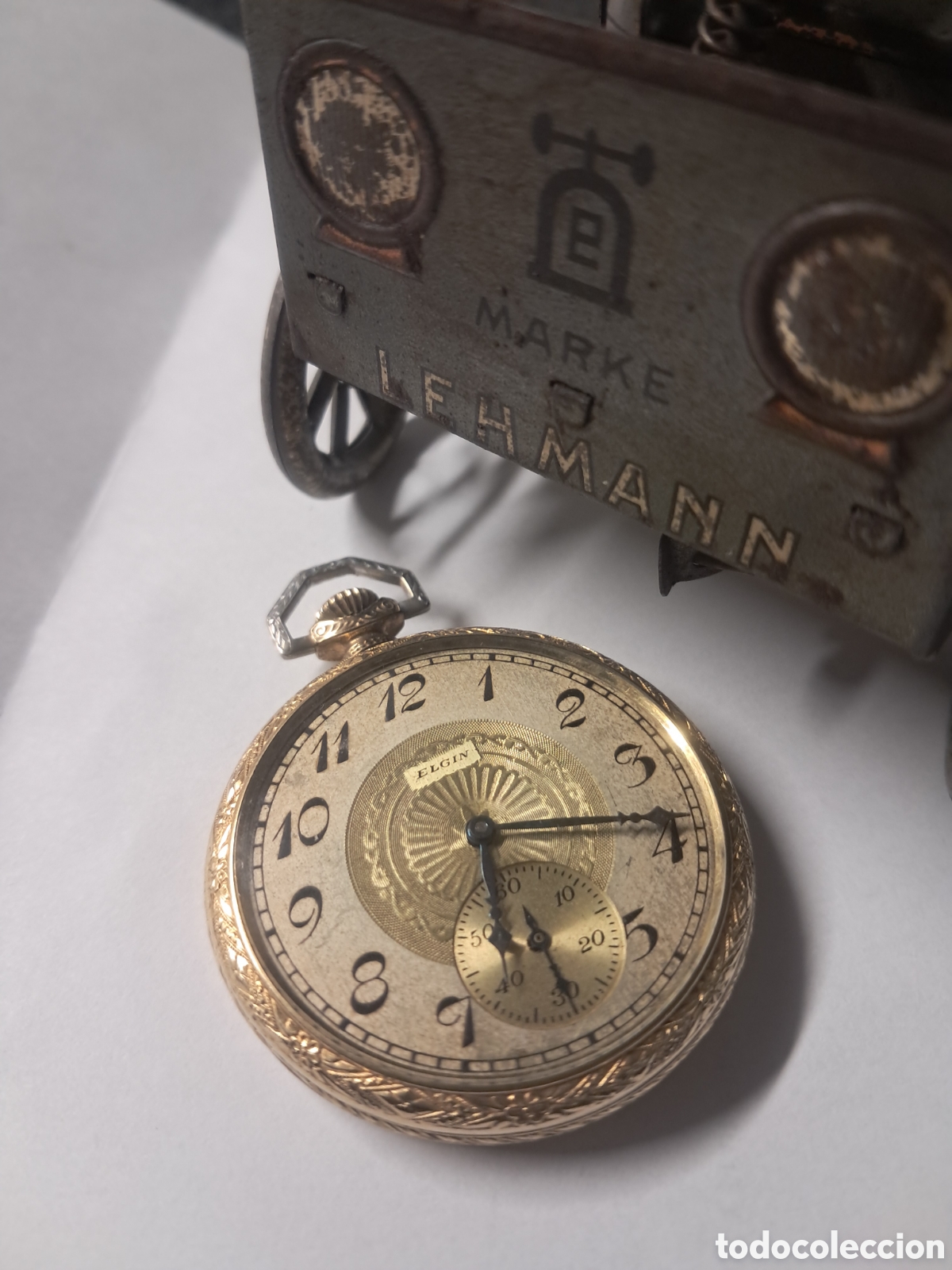 Relojes de bolsillo: Reloj bolsillo, ELGIN artdeco, funciona - Foto 2