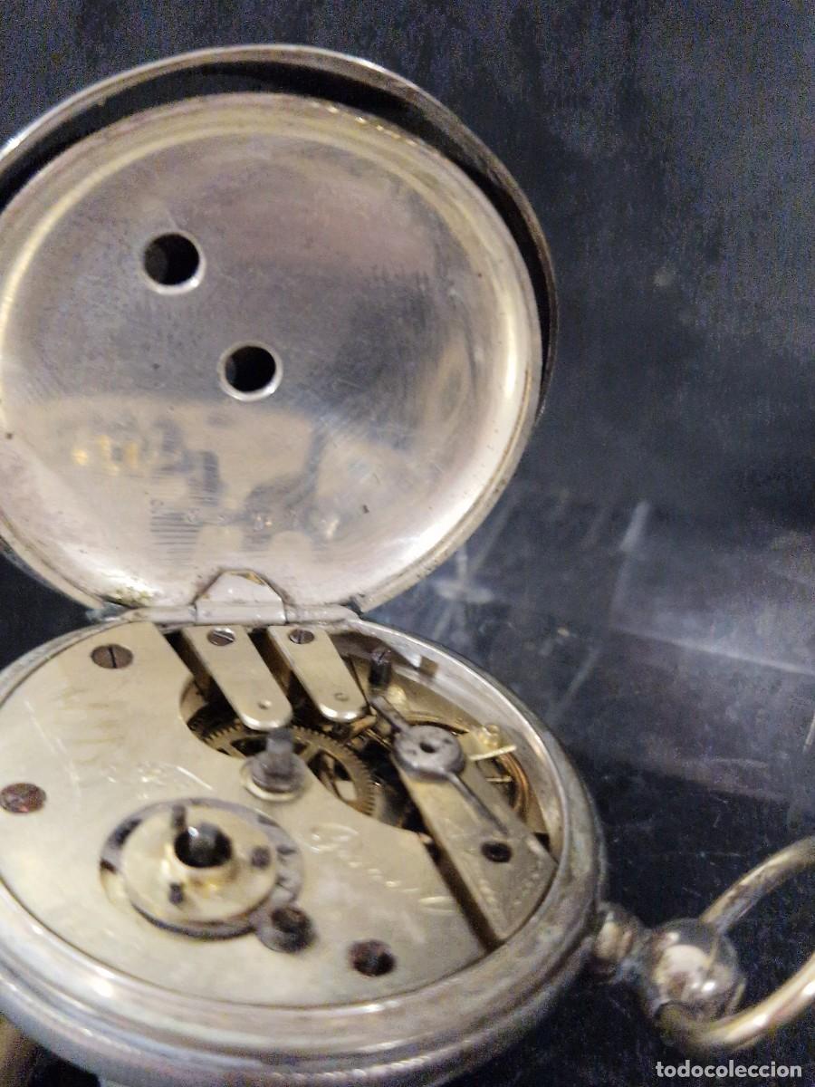 Relojes de bolsillo: Reloj de bolsillo de plata funciona con su llave. - Foto 5