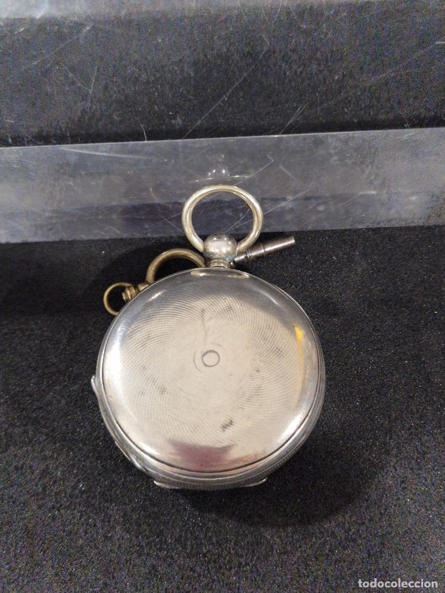 Relojes de bolsillo: Reloj de bolsillo de plata funciona con su llave. - Foto 8