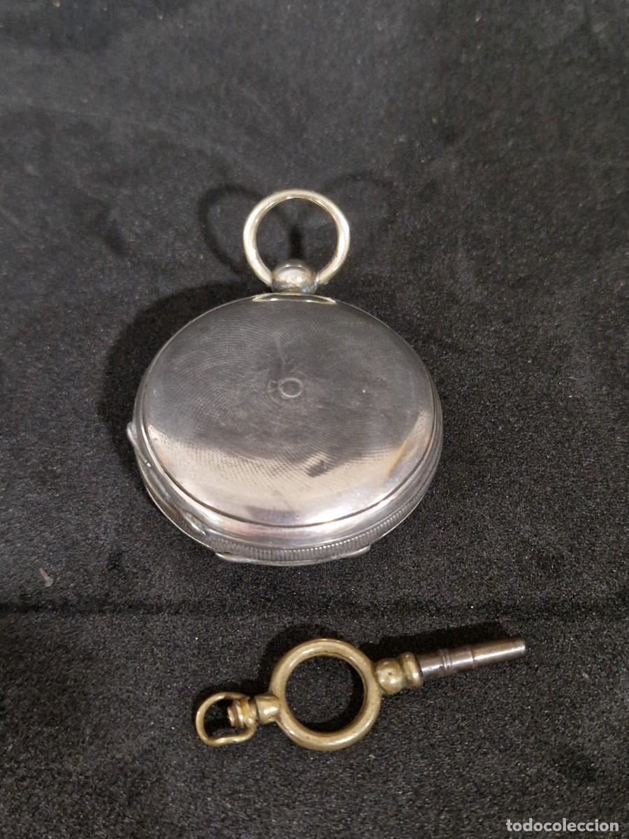 Relojes de bolsillo: Reloj de bolsillo de plata funciona con su llave. - Foto 9