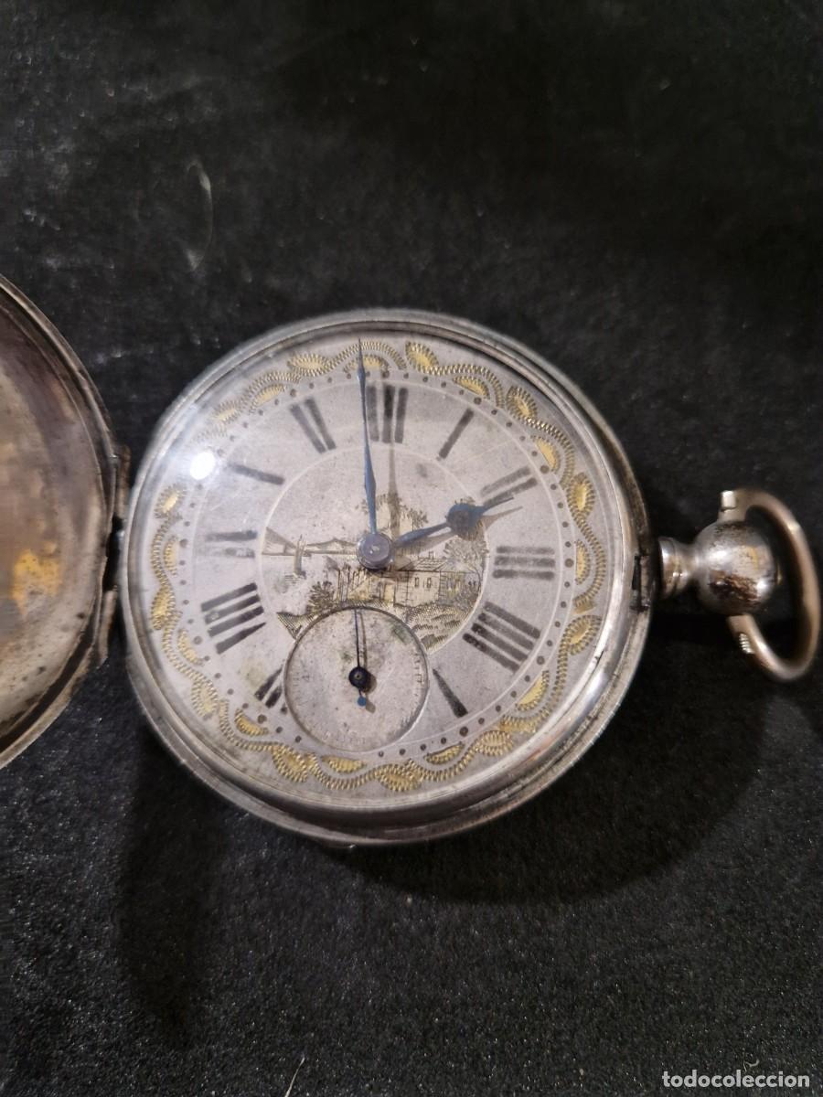Relojes de bolsillo: Reloj de plata echappement ancre.