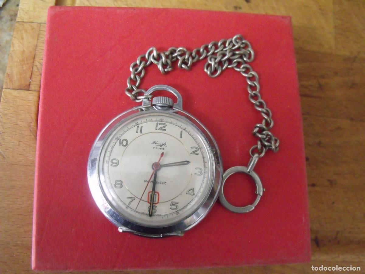 Relojes de bolsillo: ANTIGUO RELOJ BOLSILLO KIENZLE ALEMANIA-A&Ntilde;OS 40-LOTE 259-95-CON LEONTINA-FUNCIONA