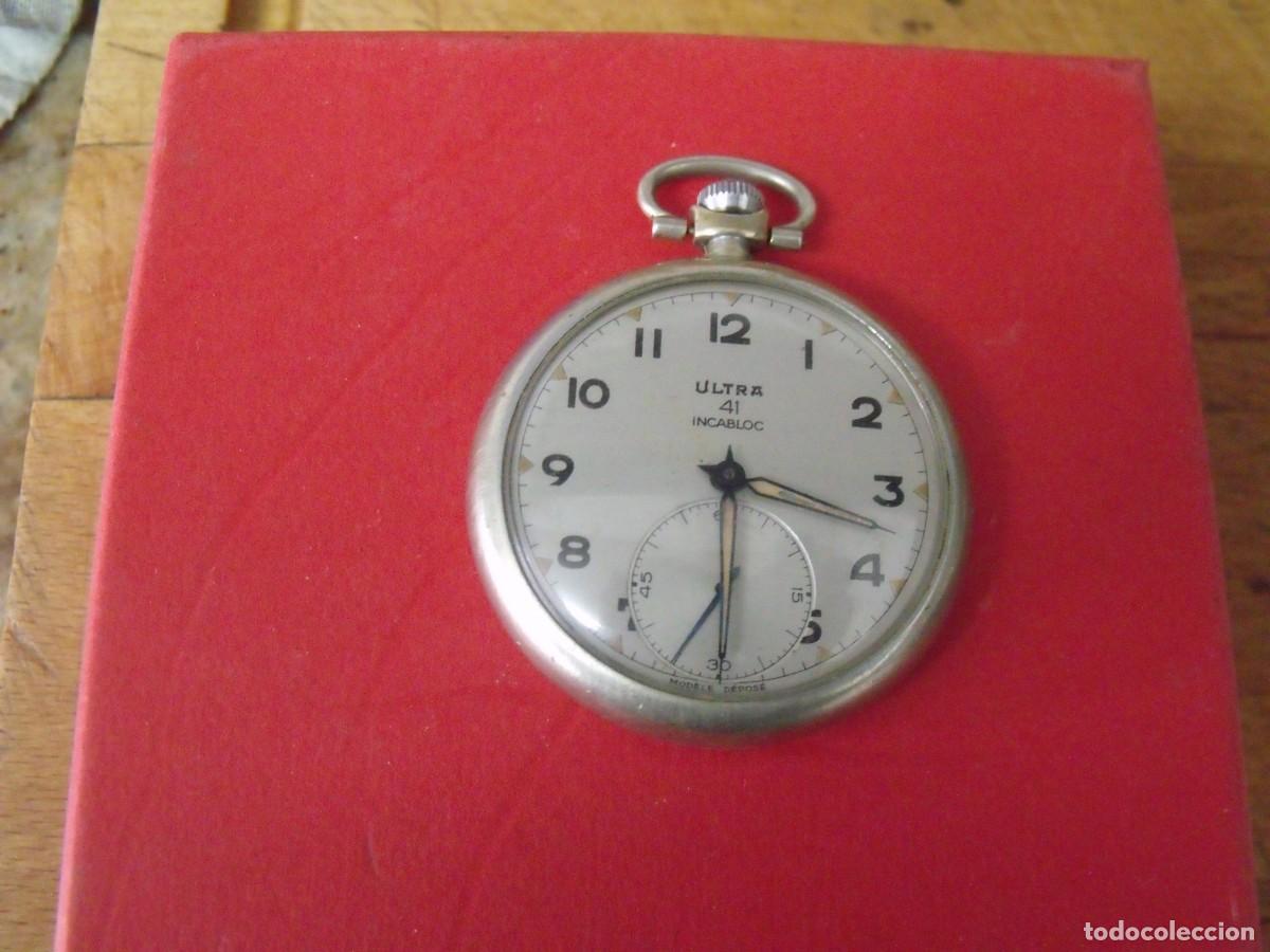 Relojes de bolsillo: antiguo reloj bolsillo acero-ULTRA FRANCIA-A&Ntilde;OS 40-LOTE 259-95-FUNCIONA