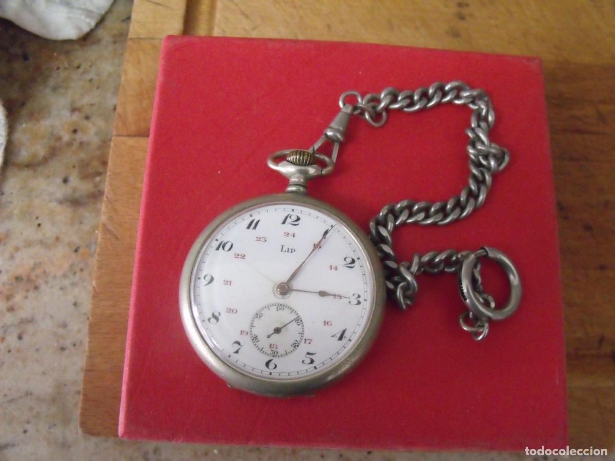 Relojes de bolsillo: ANTIGUO RELOJ BOLSILLO CROMO-LIP FRANCIA-LEONTINA EPOCA-A&Ntilde;O 1920-LOTE 259-95-FUNCIONA