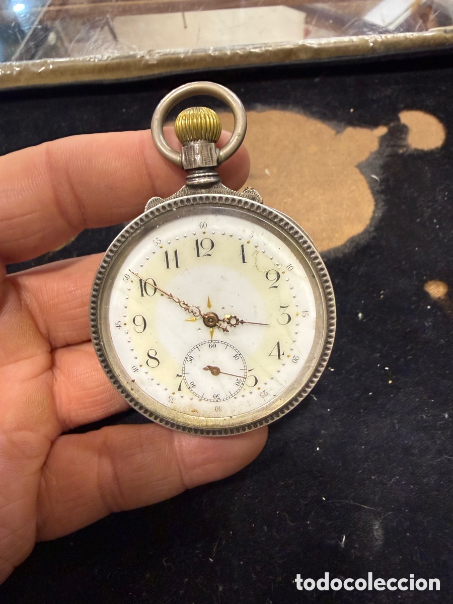 Relojes de bolsillo: Reloj de bolsillo de plata, por revisar
