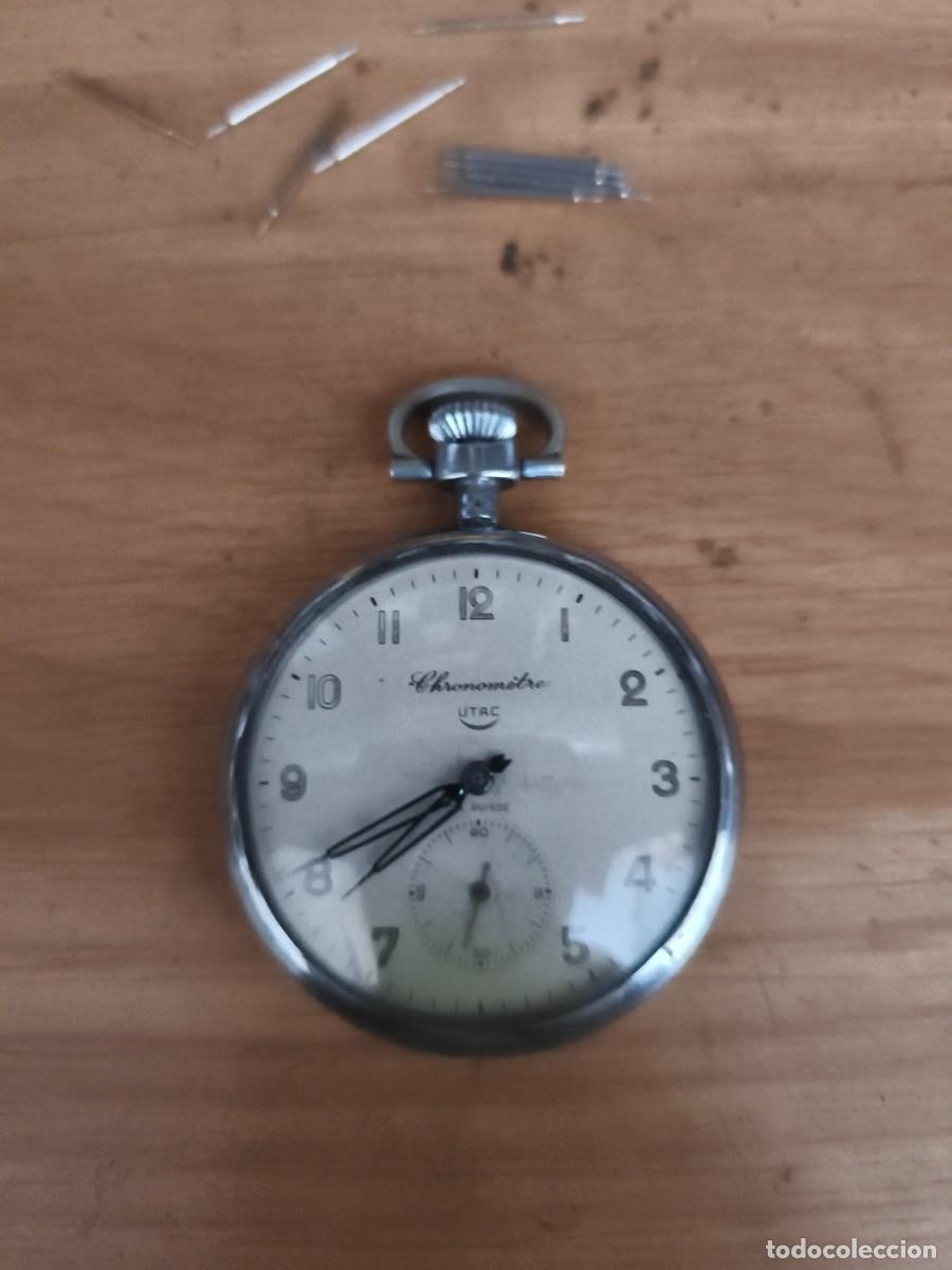 Relojes de bolsillo: Antiguo reloj de bolsillo modelo cron&oacute;metre carga manual fabricado por Utac