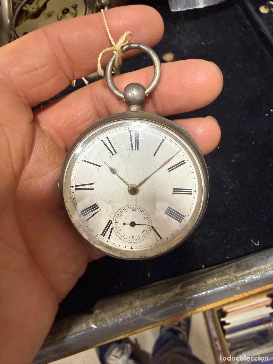 Relojes de bolsillo: Bonito reloj de bolsillo, plata, por revisar