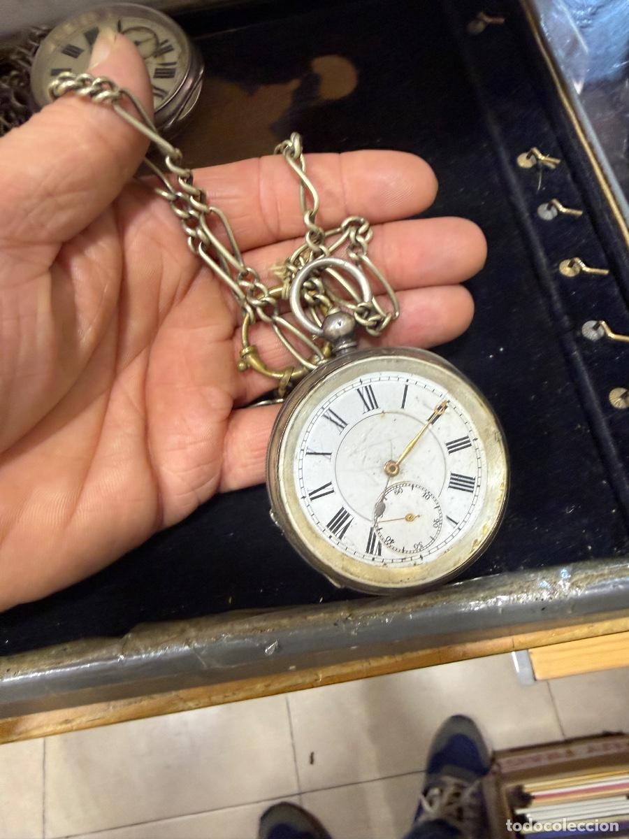 Relojes de bolsillo: Bonito reloj de bolsillo, plata, funcionando