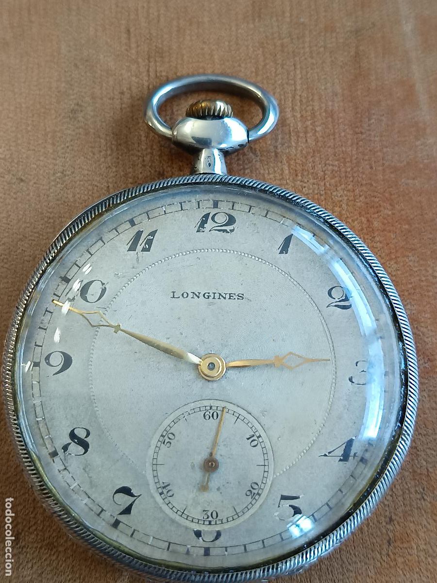 Relojes de bolsillo: ANTIGUO RELOJ DE BOLSILLO LONGINES, PLATA 800, 4,3 CM. ESFERA. FUNCIONA. MISMO NUERO CAJA Y MAQUINA