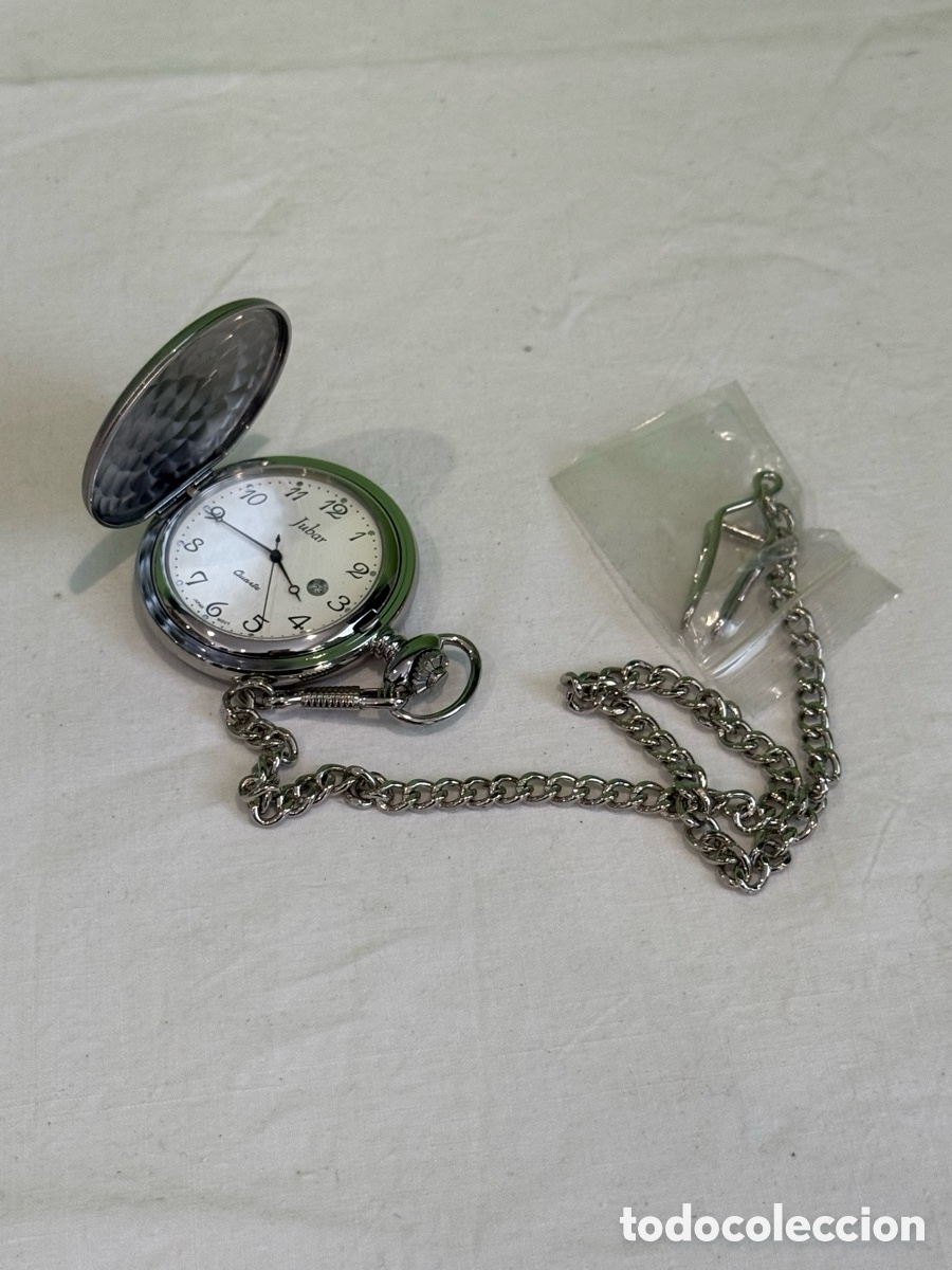Relojes de bolsillo: Reloj de Bolsillo Jubar Quartz con Cadena Nuevo Vintage Cl&aacute;sico