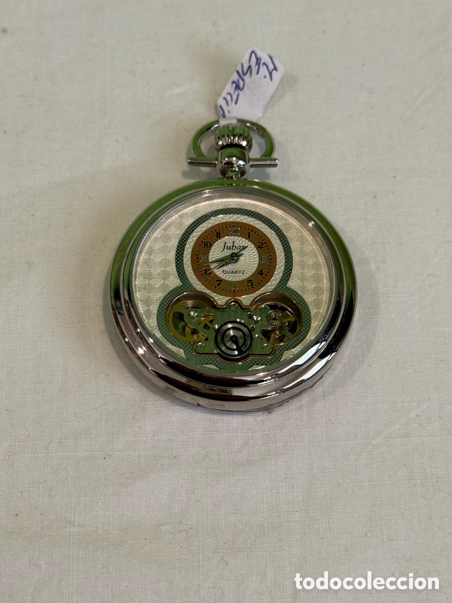 Relojes de bolsillo: Reloj de Bolsillo Jubar Quartz Skeleton Nuevo con Cadena Vintage