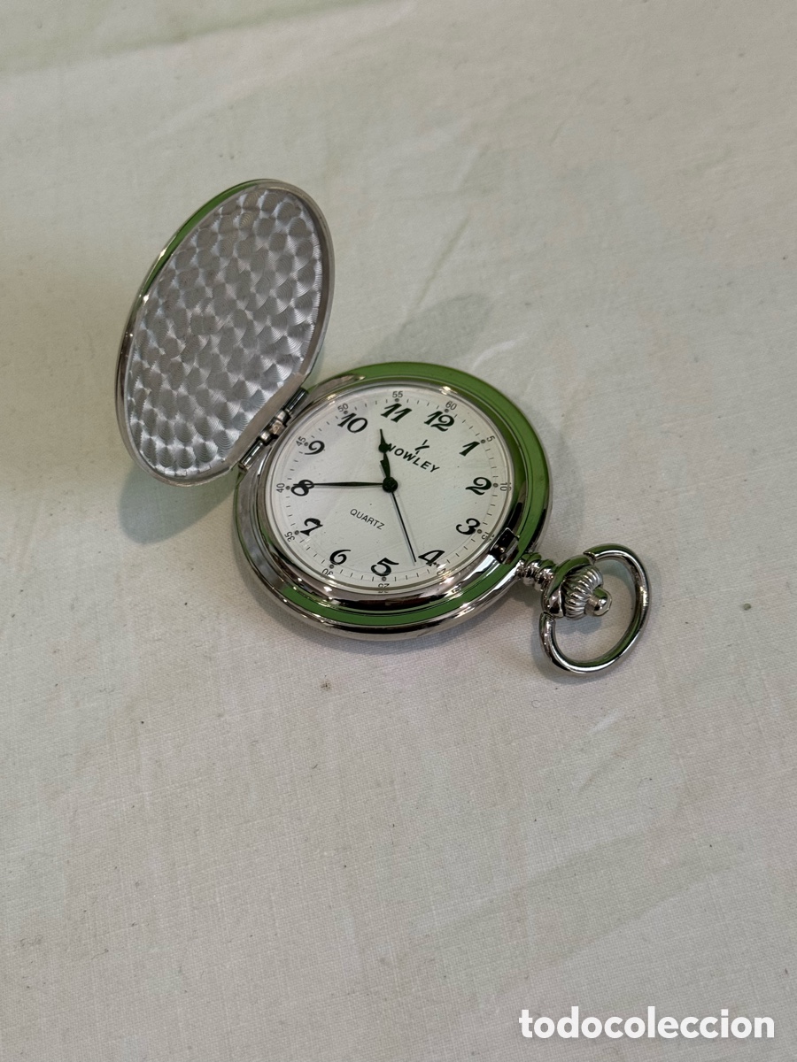 Relojes de bolsillo: Reloj de Bolsillo Nowley Quartz Vintage con Tapa Met&aacute;lica Funciona Perfectamente