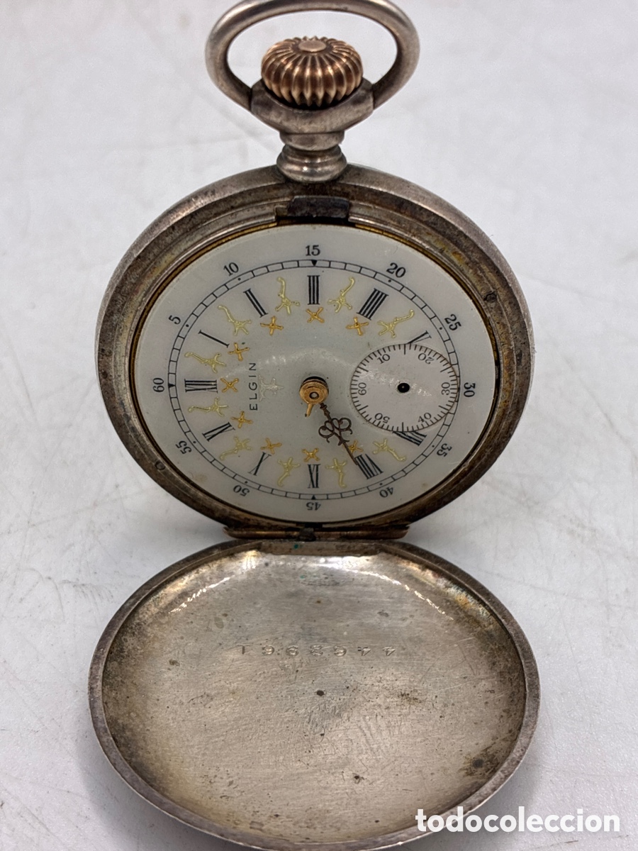 Relojes de bolsillo: Reloj de Bolsillo Elgin de Plata. Tres tapas.