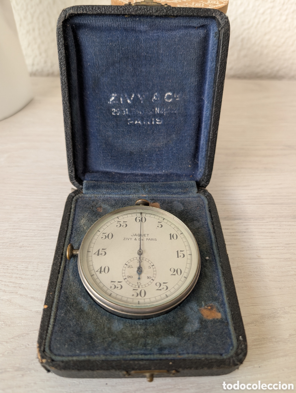 Montres de poche: Antiguo Cron&oacute;metro de Precisi&oacute;n JAQUET - ZIVY & Cie Paris - Suiza, h. 1920. Con Estuche Original