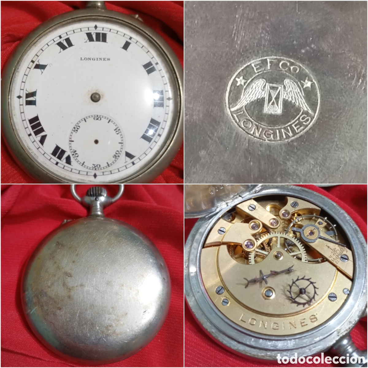 Relojes de bolsillo: 1923 Longines EFCO Reloj Suizo Mec&aacute;nico de Bolsillo para reparar o piezas