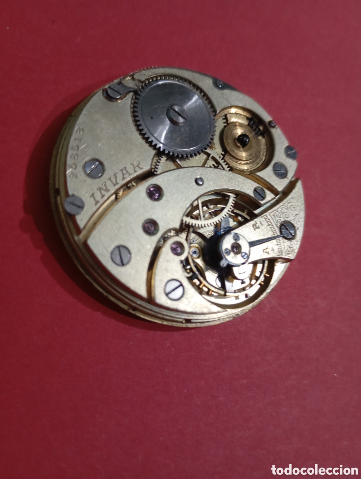 Relojes de bolsillo: M&aacute;quina Invar firmada Volante bien 43mm Reloj Bolsillo Antiguo