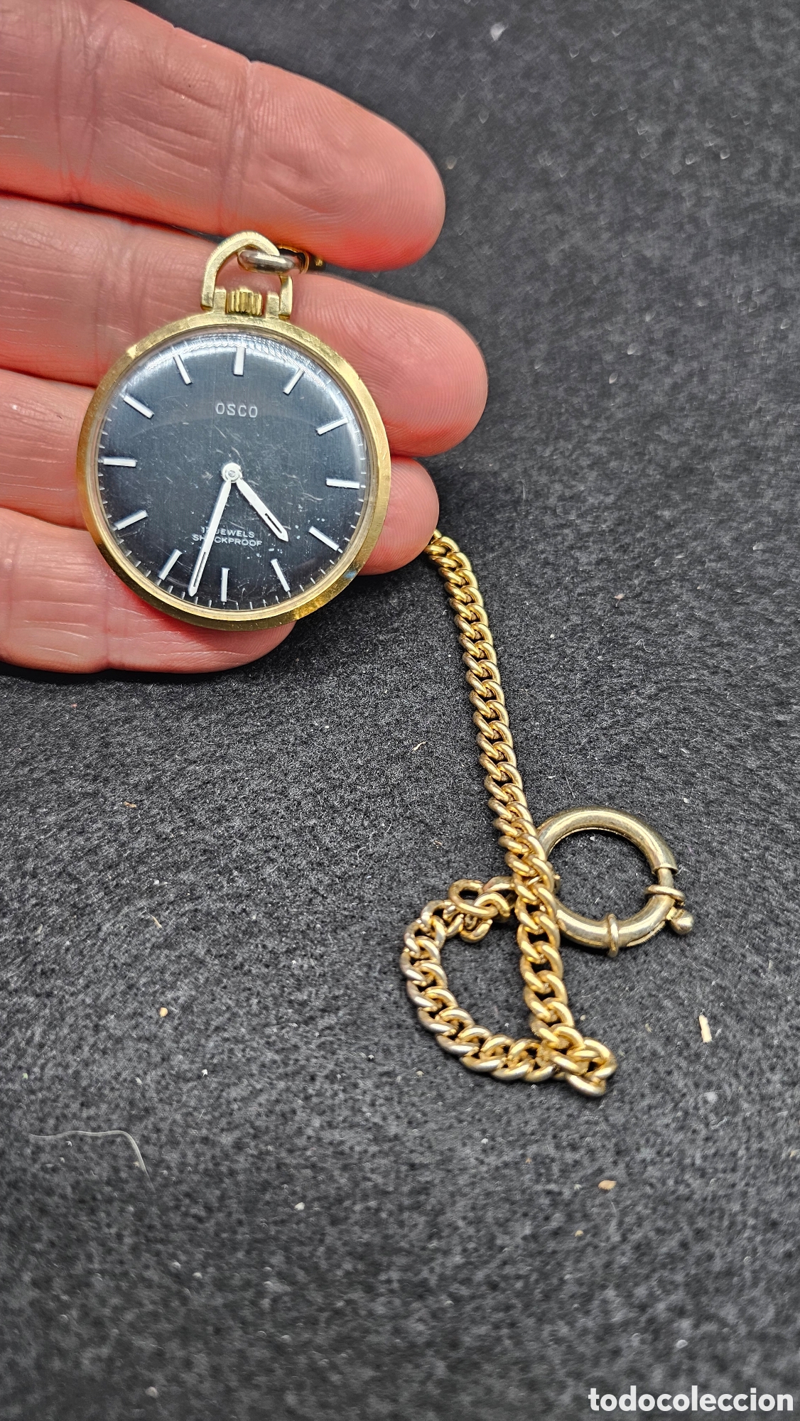 Relojes de bolsillo: Antiguo reloj de bolsillo a cuerda OSCO con leontina
