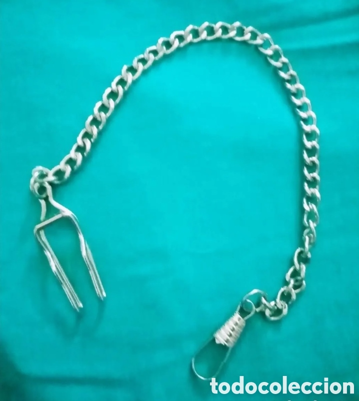 Rel&oacute;gios de bolso: Leontina, cadena de eslabones para reloj de bolsillo plateada. 37cm aprox largo Muy bonita